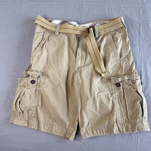 American Eagle Outfitters Cargo Shorts 36 Mens Khaki with‎ Belt Y2k Baggy